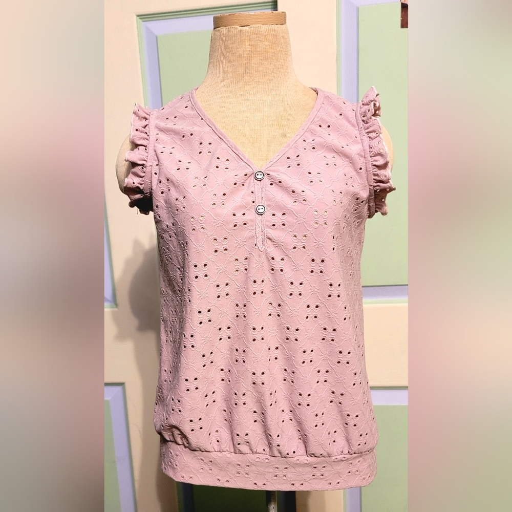 Espresso | Tops | Espresso Pink Eyelet Shirt Ruffle | Size Small
